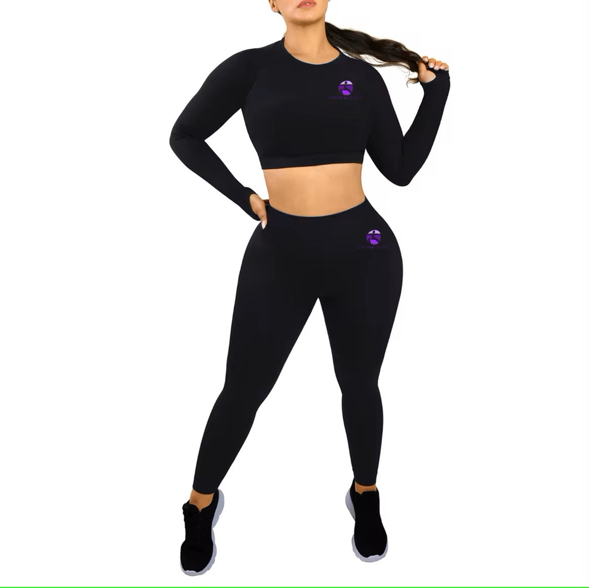 Everythang Fitness Long Sleeve Crop Top with High Waist Leggings