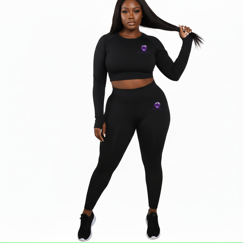Everythang Fitness Long Sleeve Crop Top with High Waist Leggings